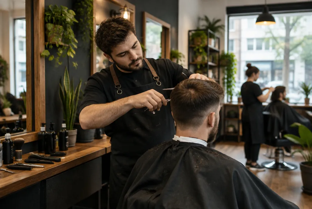 Barber schneidet einem Kunden die Haare